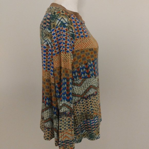 Roberta Scarpa Green Print Long Sleeve Shirt Misses Size 10 NWT - Picture 8 of 9